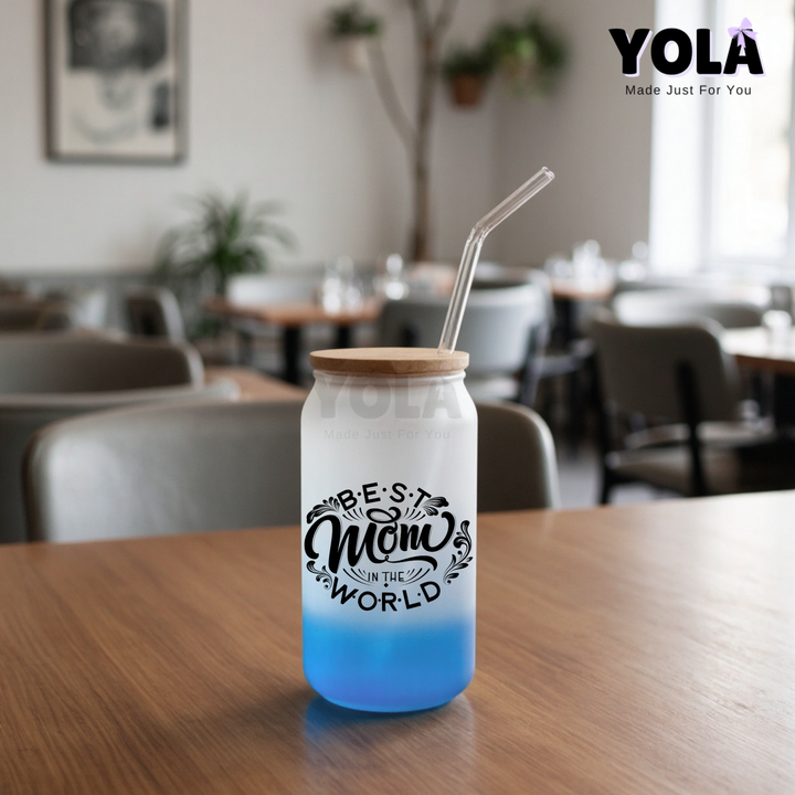 Frosted Glass Can - Best Mom in the World