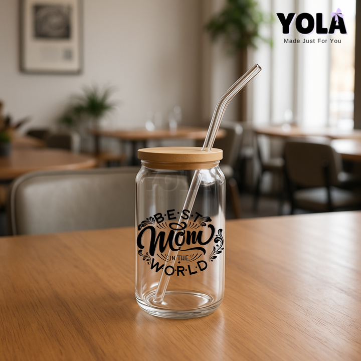 Clear Glass Can - Best Mom in the World