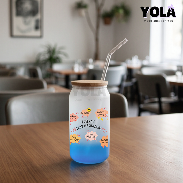 Frosted Glass Can -Autumn Daily Affirmations