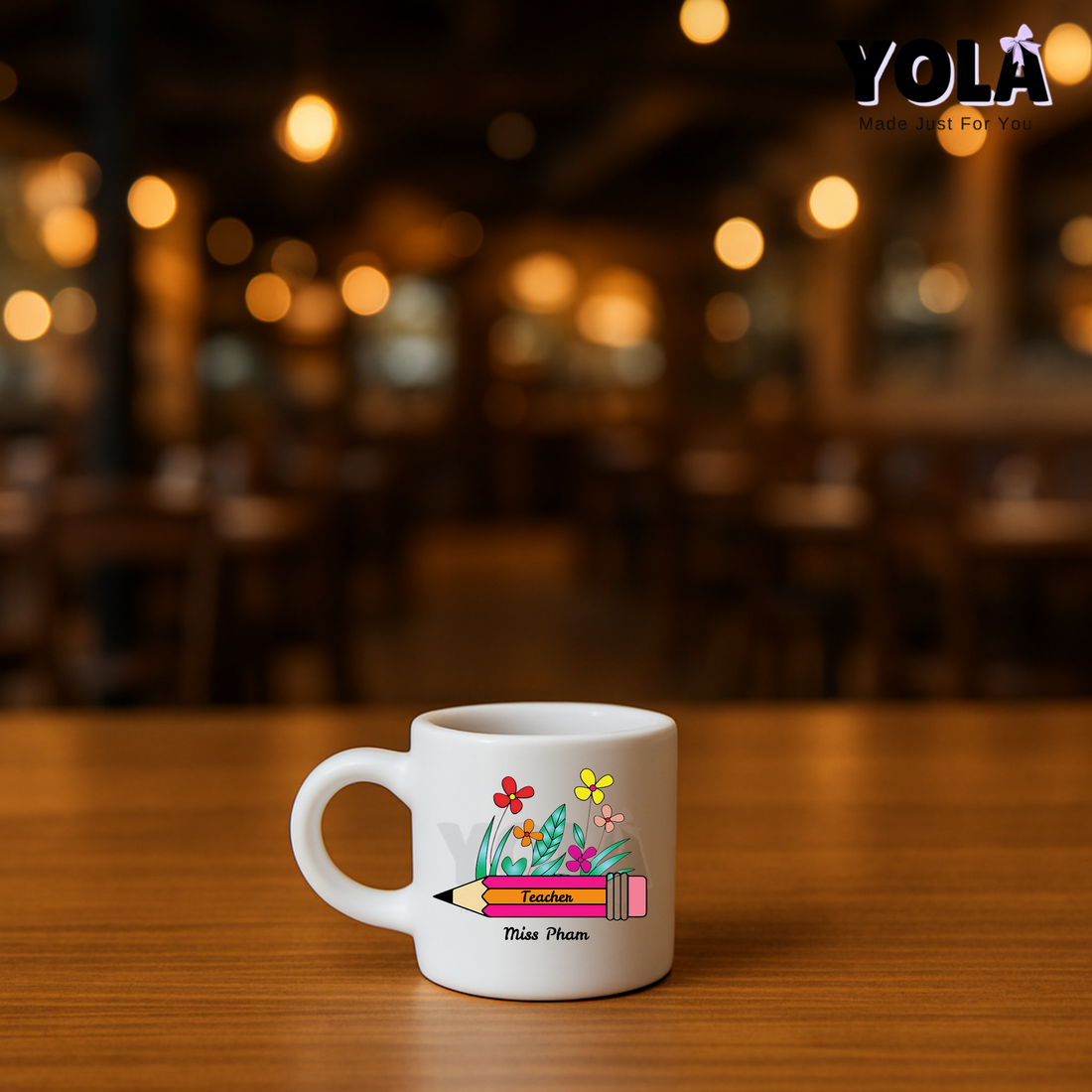 Mini Ceramic Mug -Teacher Pencil Bloom