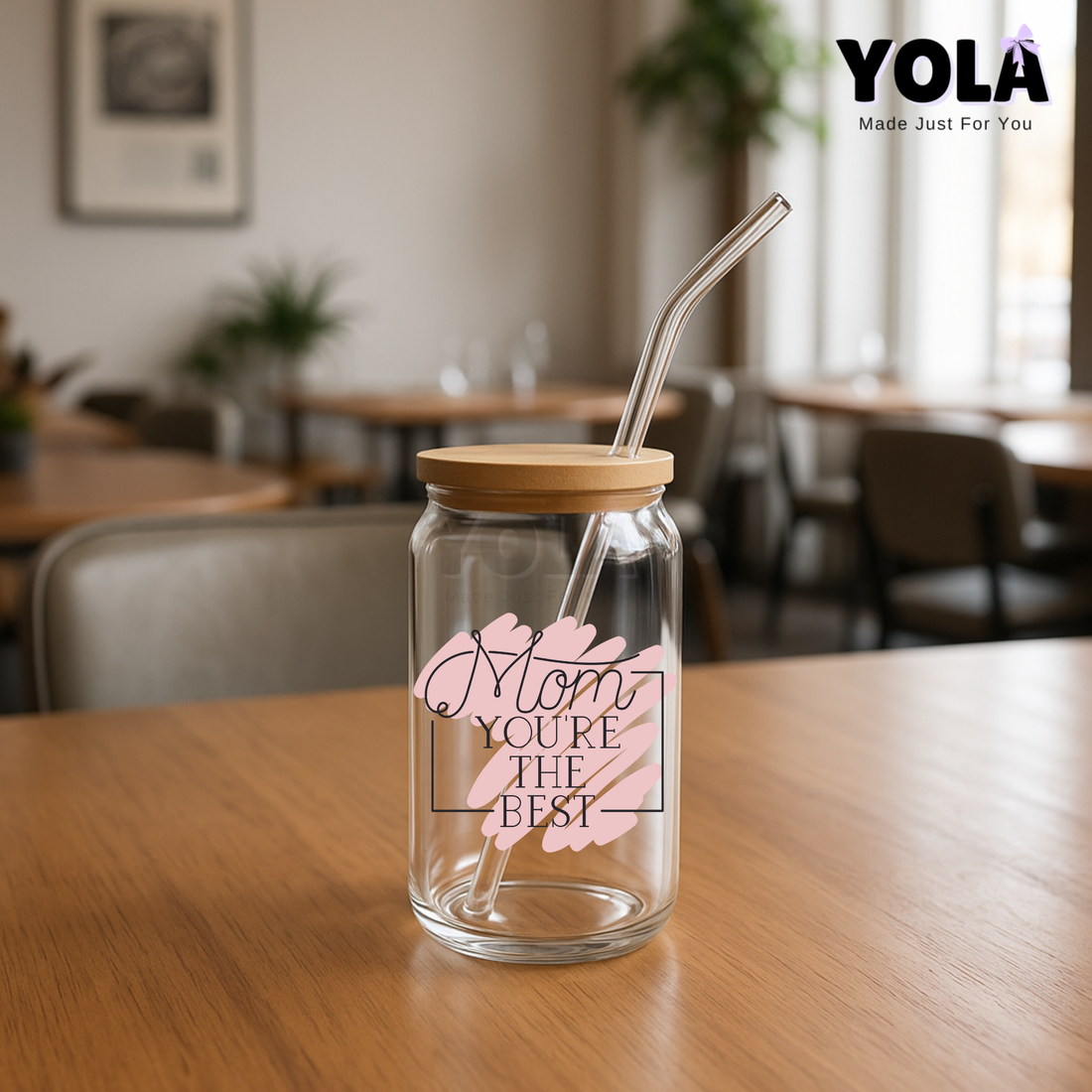 Clear Glass Can -Mom you are the best