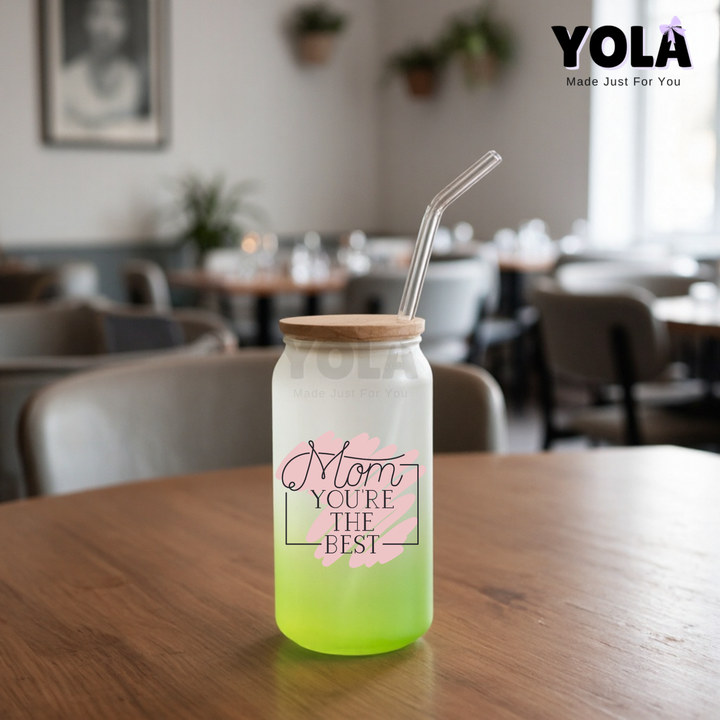 Frosted Glass Can -Mom you are the best