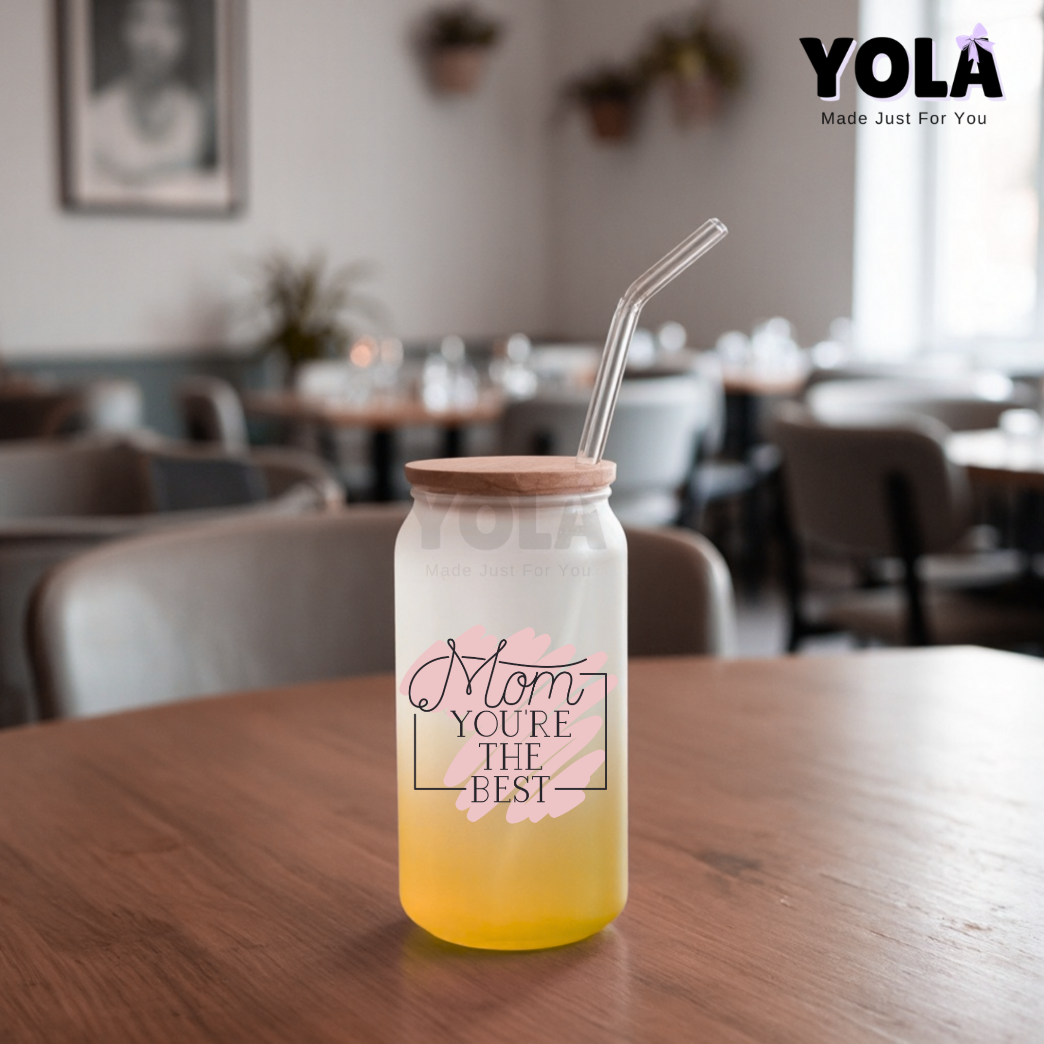 Frosted Glass Can -Mom you are the best