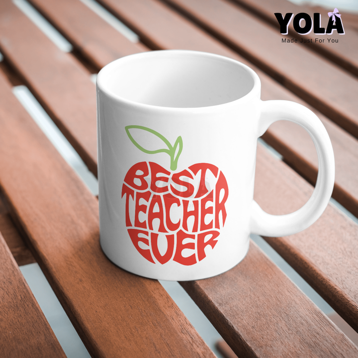 White Ceramic Mug -Best Teacher ever