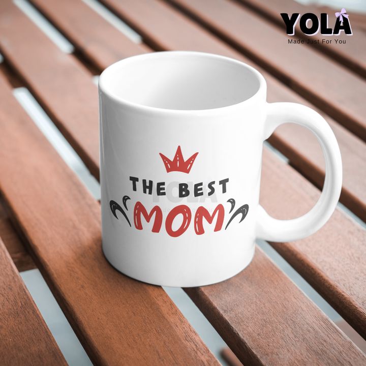 White Ceramic Mug-Best Mom with Crown