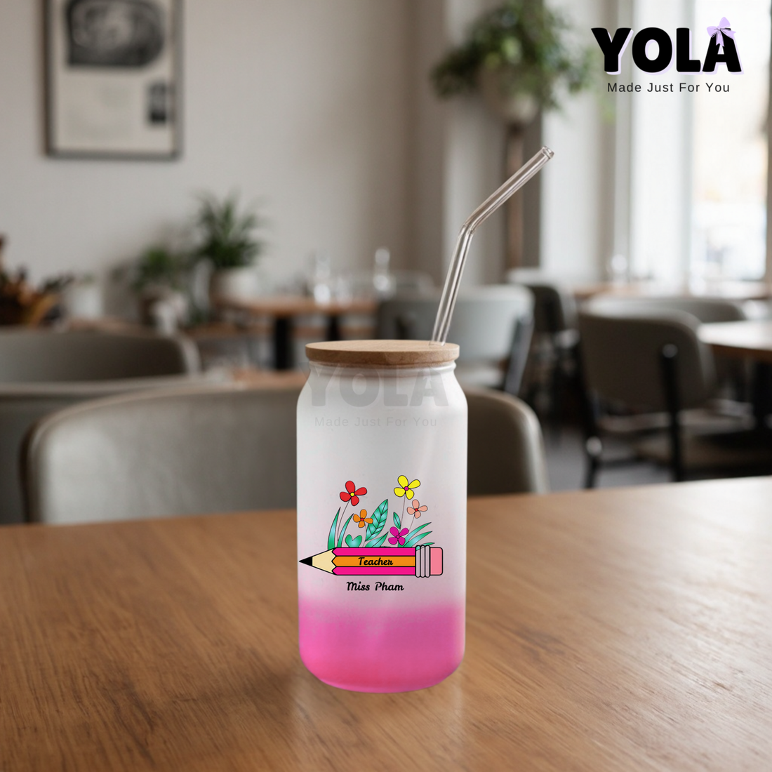 Frosted Glass can-Teacher Pencil Bloom