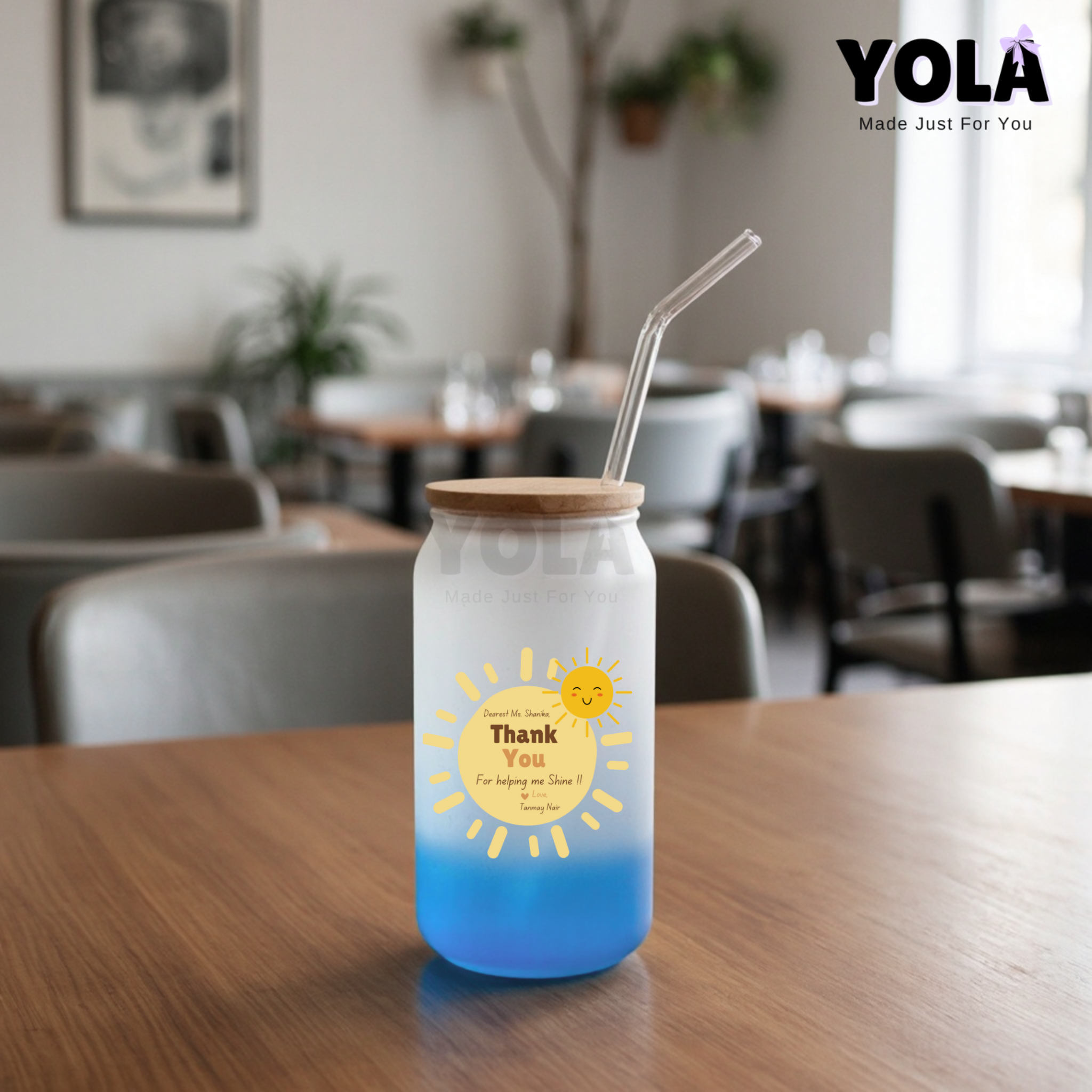 Frosted Glass can-Teacher Thanks for Helping Me Grow – Shining Sun