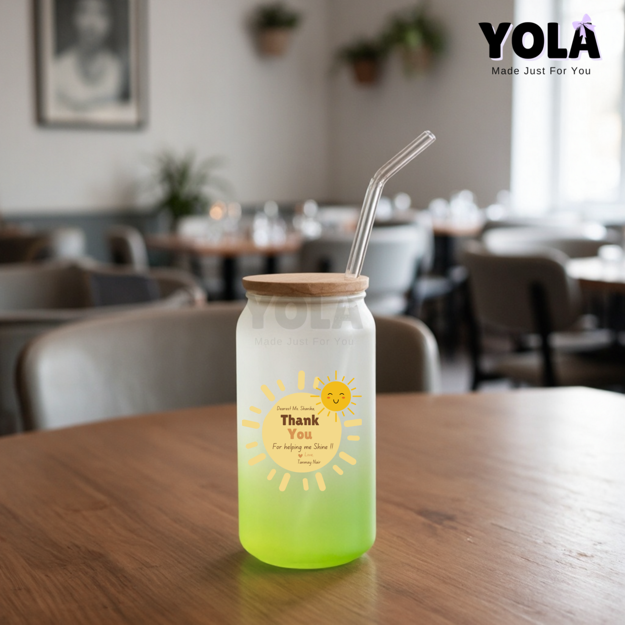 Frosted Glass can-Teacher Thanks for Helping Me Grow – Shining Sun