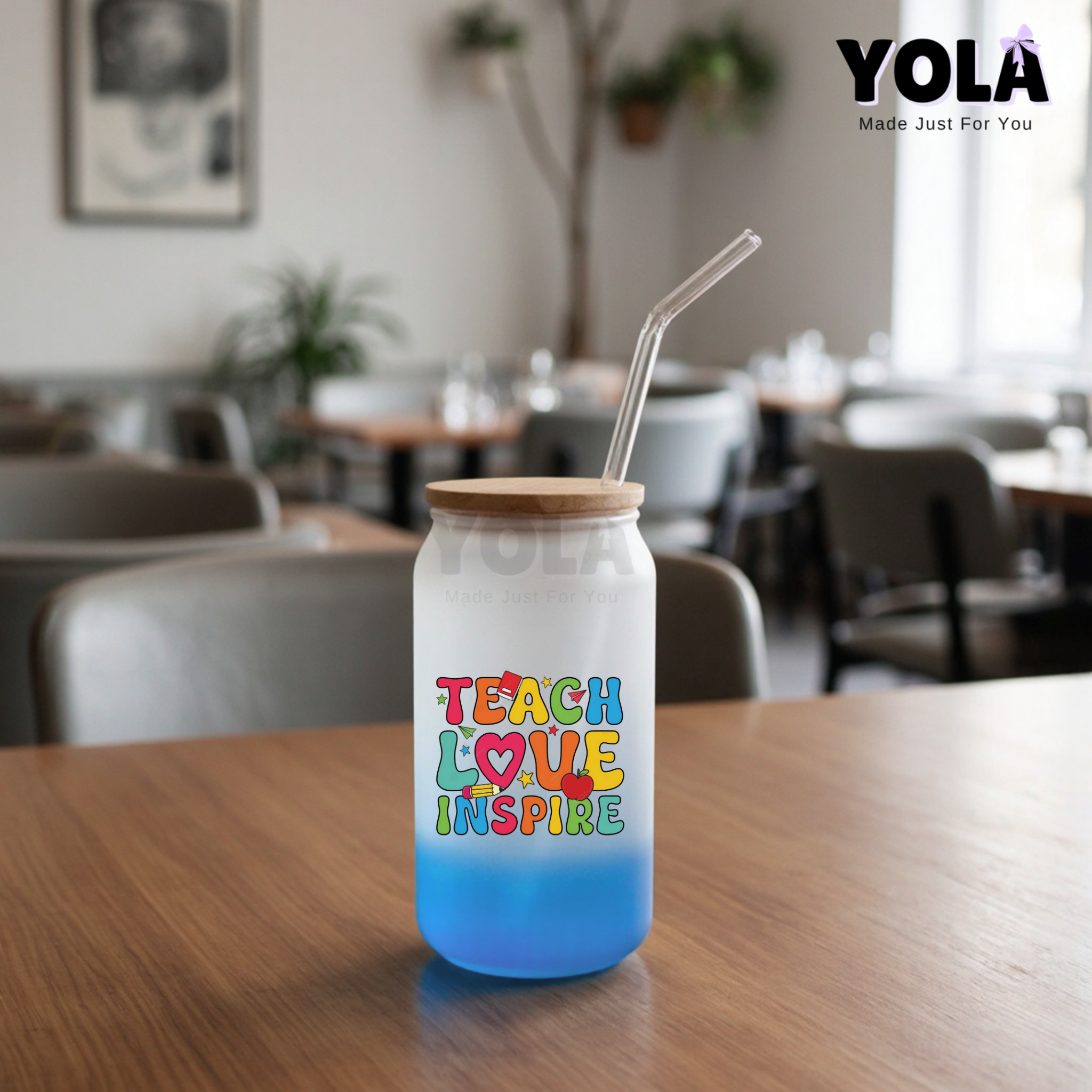 Frosted Glass can-Teach. Love. Inspire