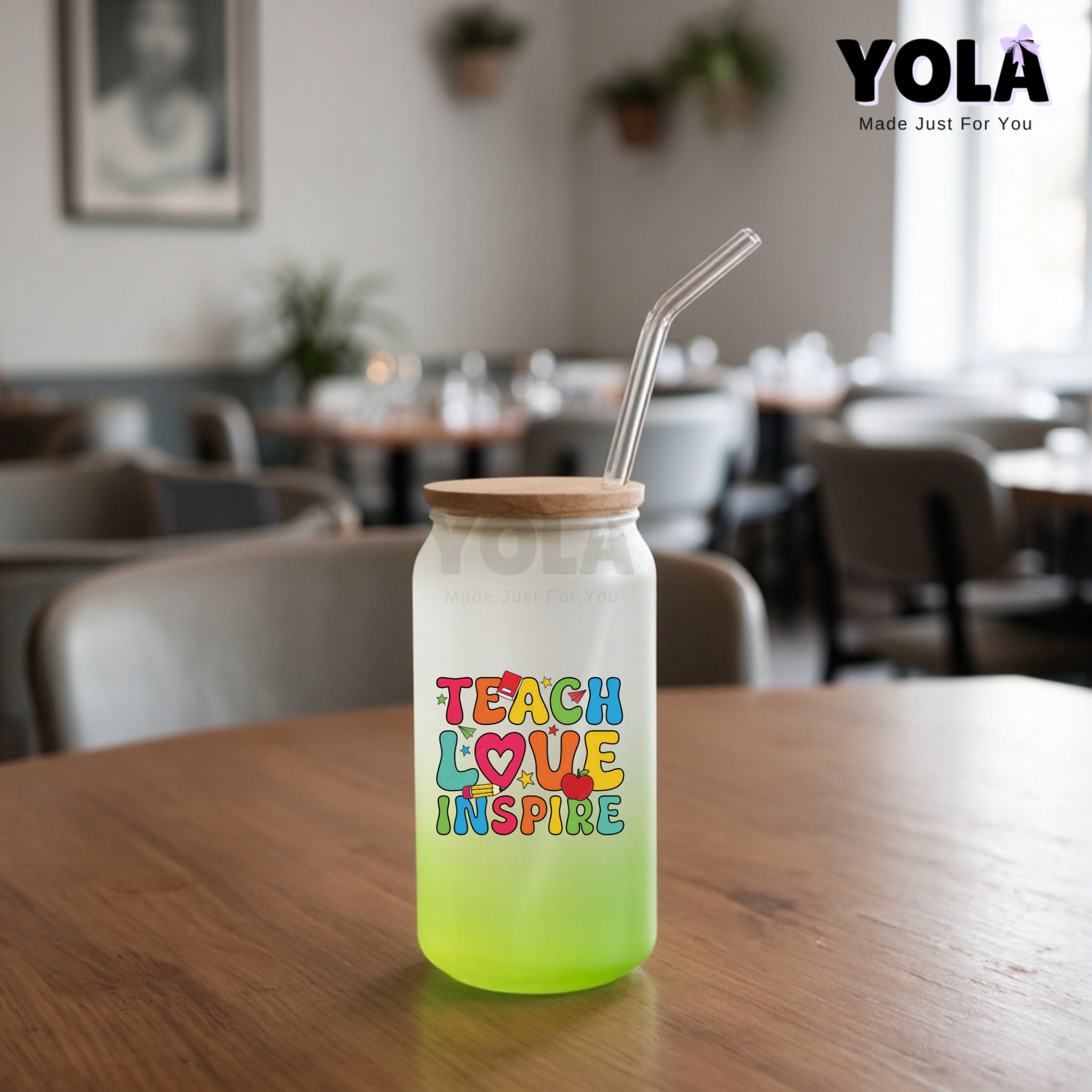 Frosted Glass can-Teach. Love. Inspire