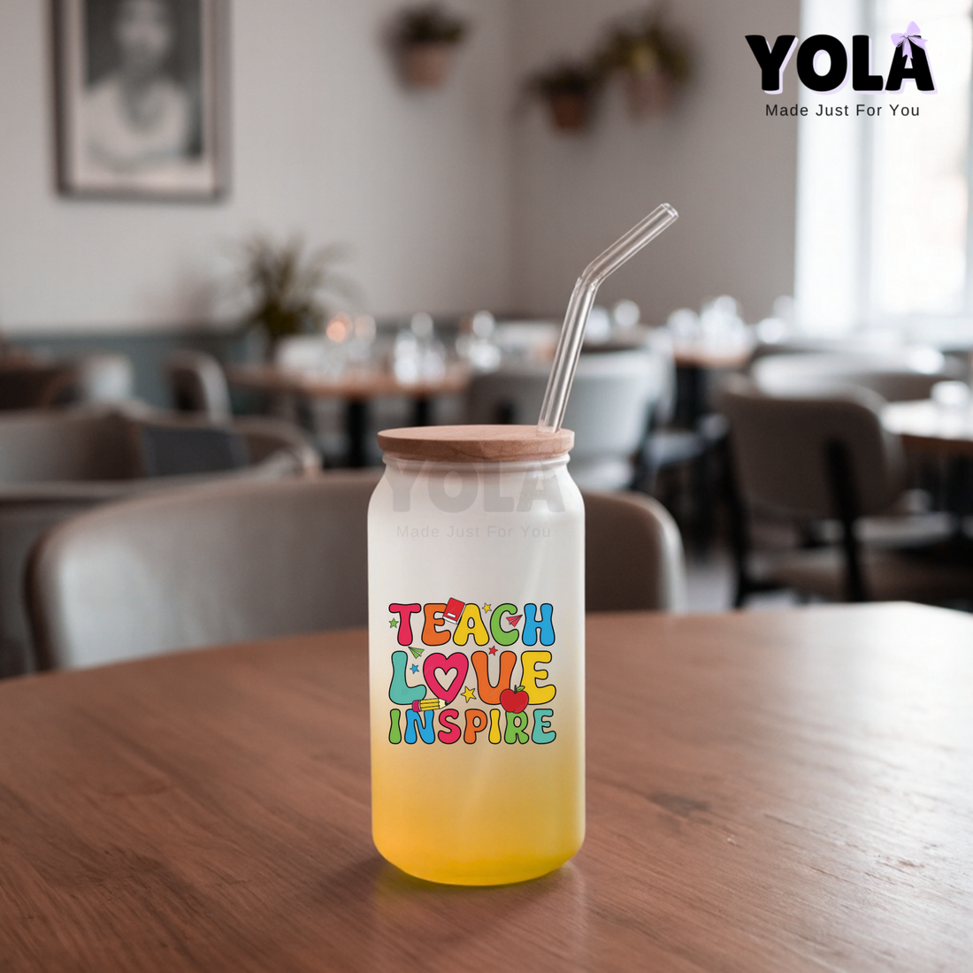 Frosted Glass can-Teach. Love. Inspire