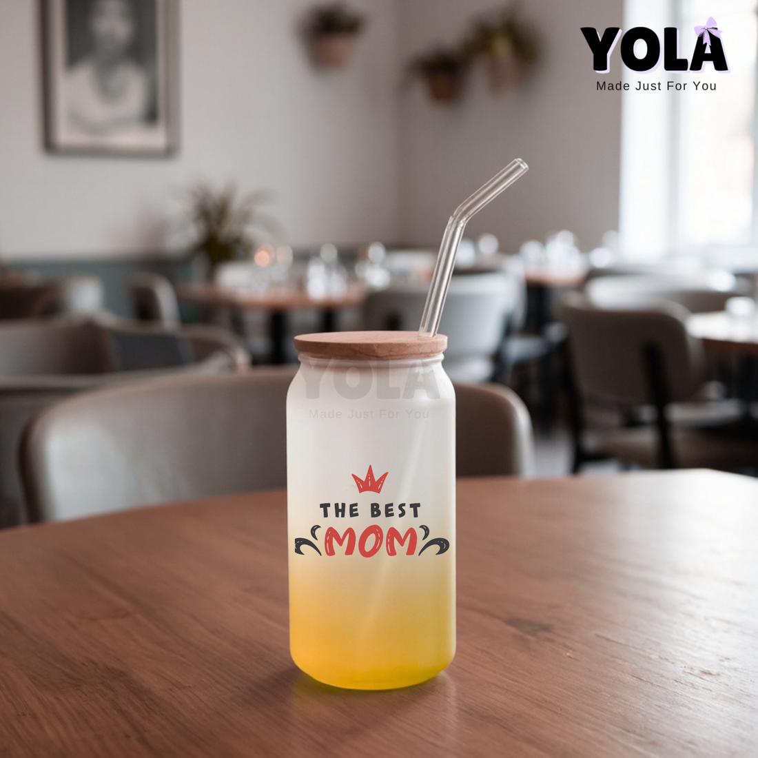 Frosted Glass Can -Best Mom with Crown