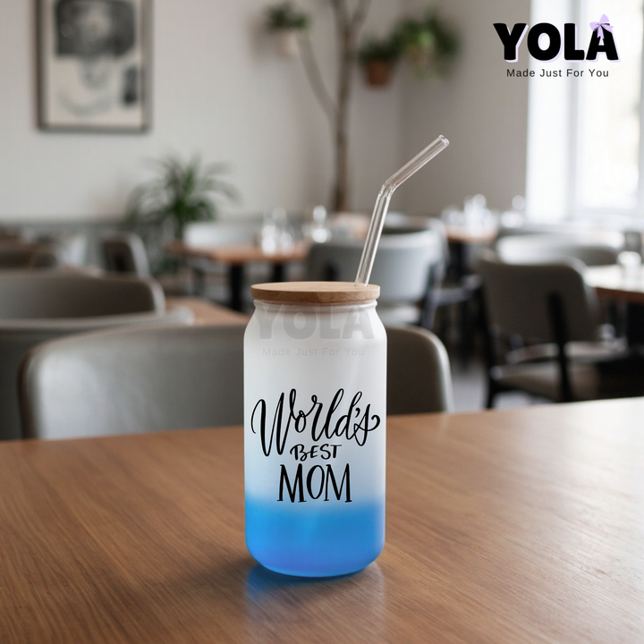 Frosted Glass Can -World's best mom