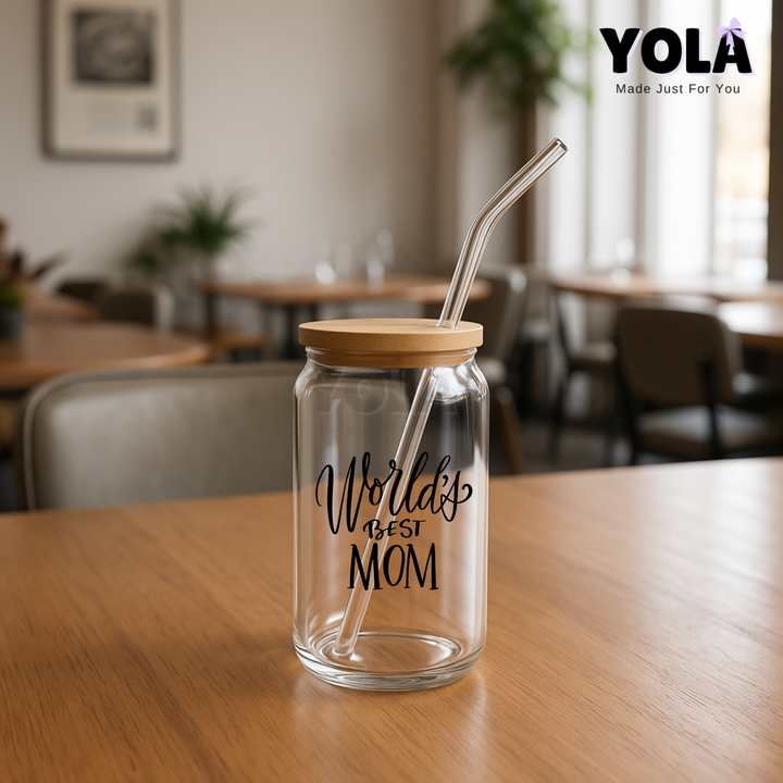 Clear Glass Can -World's best mom