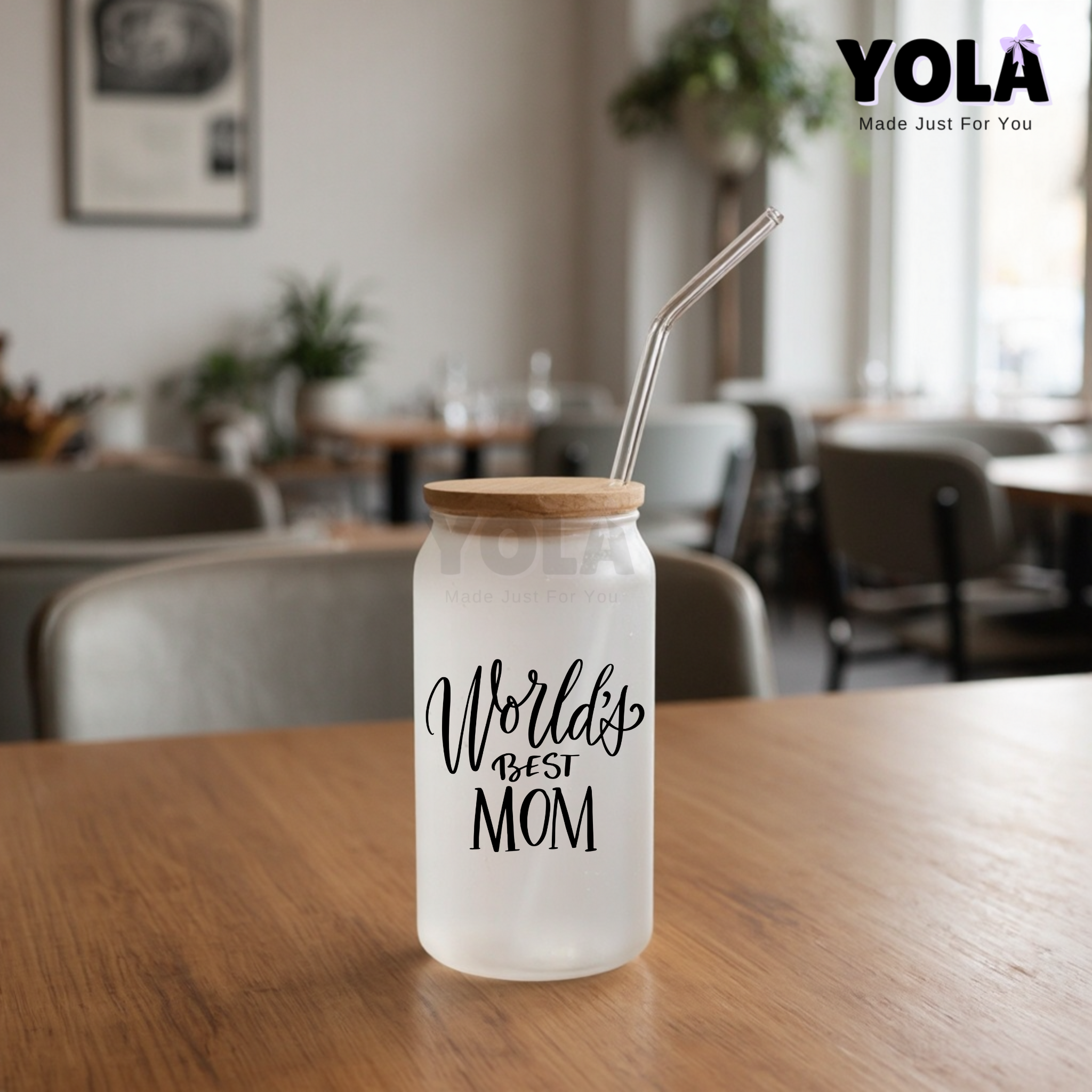 Frosted Glass Can -World's best mom